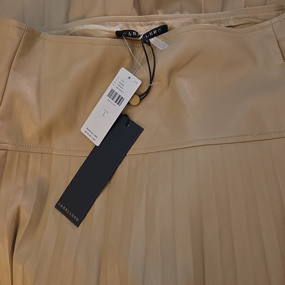 Anthropologie NWTs Caballero Buckle Faux Leather Pleated Mini Skirt - Picture 4 of 4